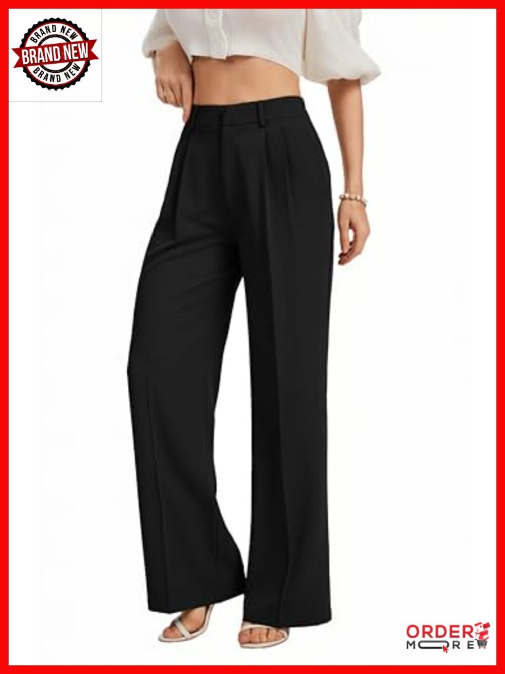 Wide Leg High Waist Work Trousers Business Casual Womens Pants